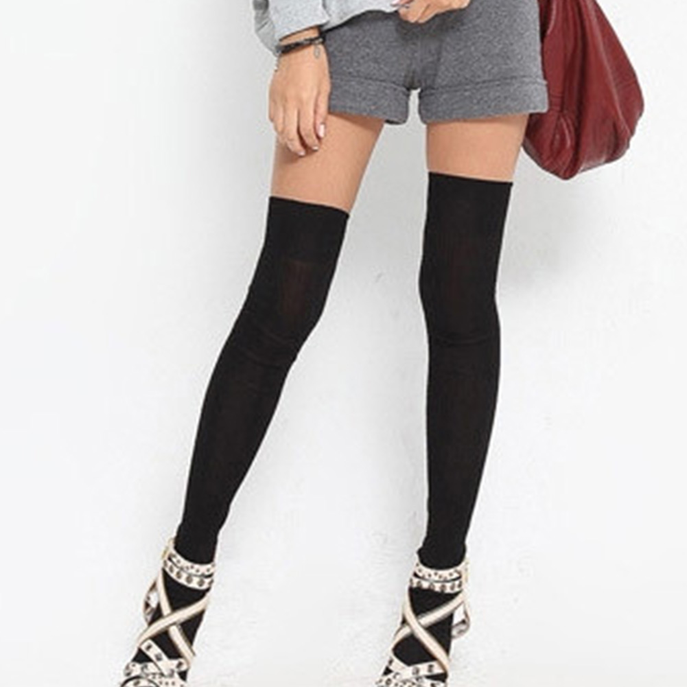Girl Long Socks Thigh High Cotton Stockings Thinner Over Knee Grey