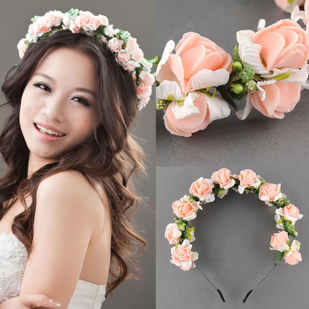 Flower Garland Floral Bridal Headband Hair band Wedding Party Festival