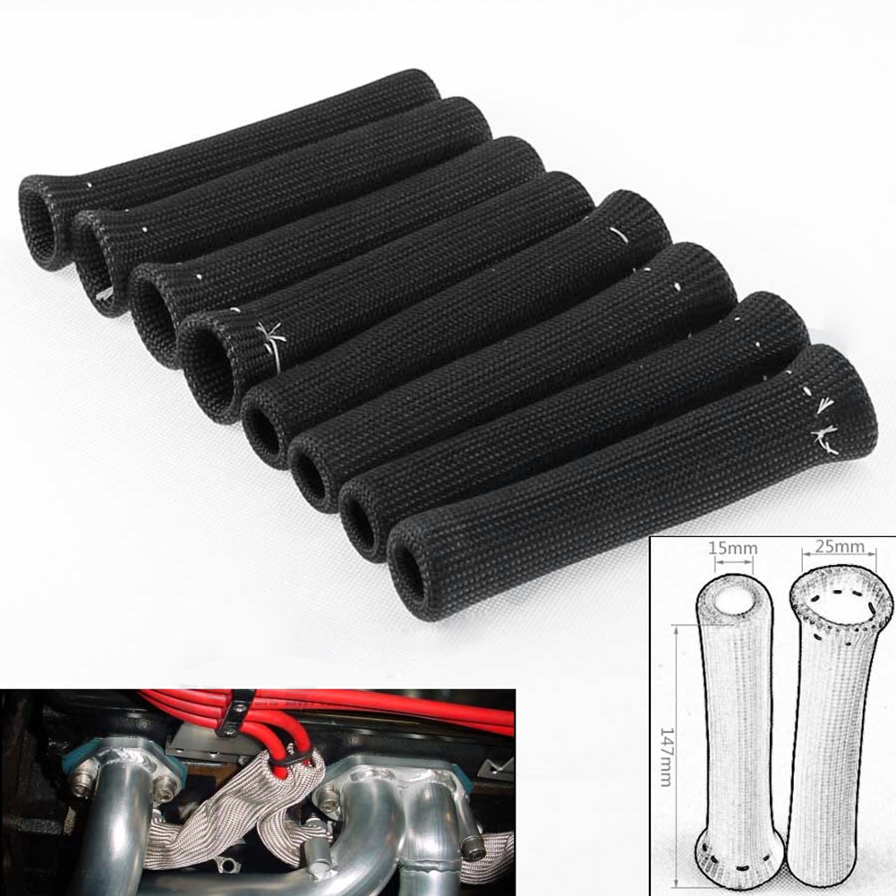 8pcs 1200° Spark Plug Wire Boot Heat Sleeve Wrap Protector Header Cover