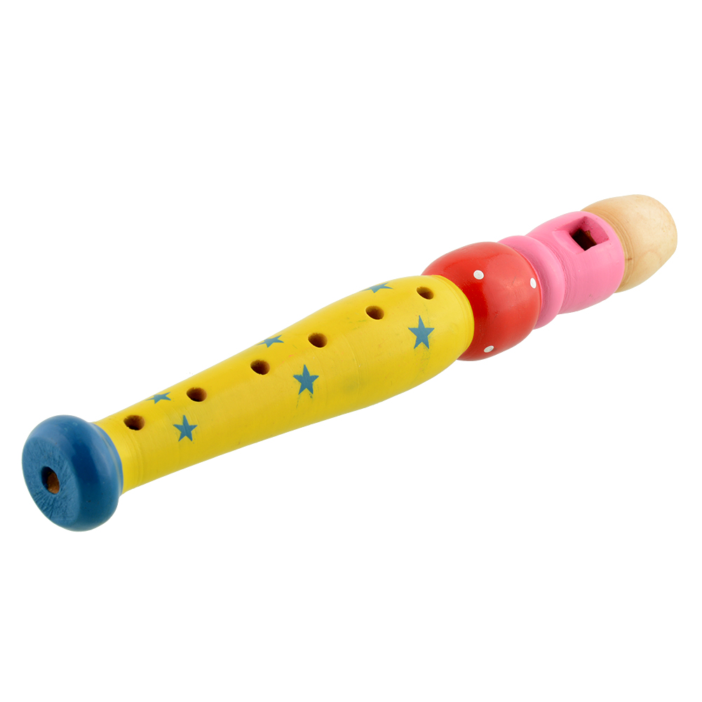 Colorful Fun Baby Kids Wooden Flute Early Musical Education Toys Gift