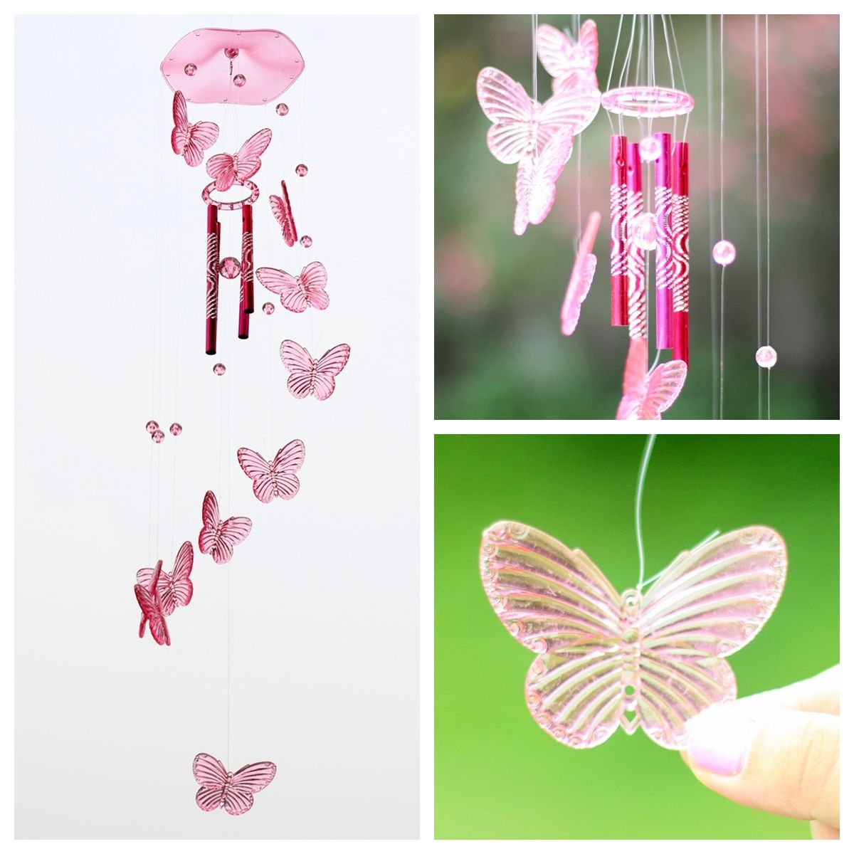 Crystal Erfly Wind Chime Bell Ornament Lucky Yard Living Does Not Apply