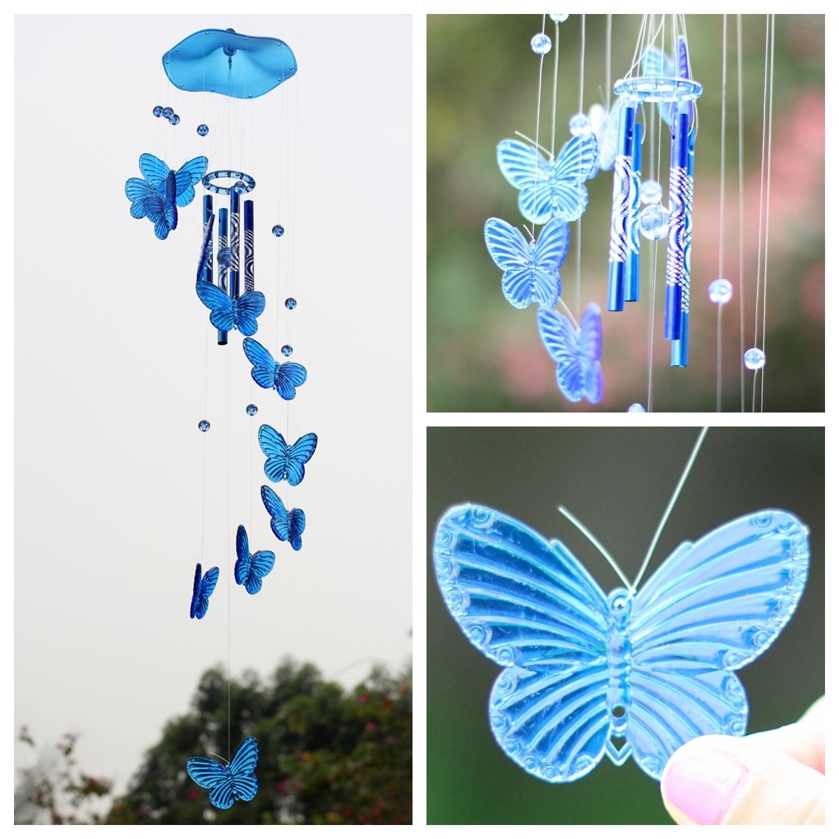 Crystal Erfly Mobile Wind Chime Bell Ornament Lucky Gift Yard Unbranded