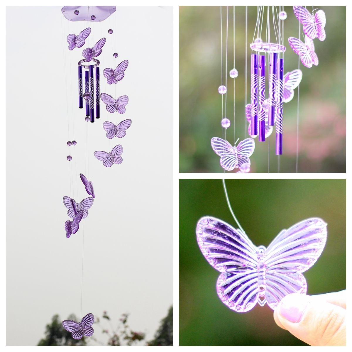 Crystal Erfly Mobile Wind Chime Bell Ornament Lucky Gift Yard Unbranded