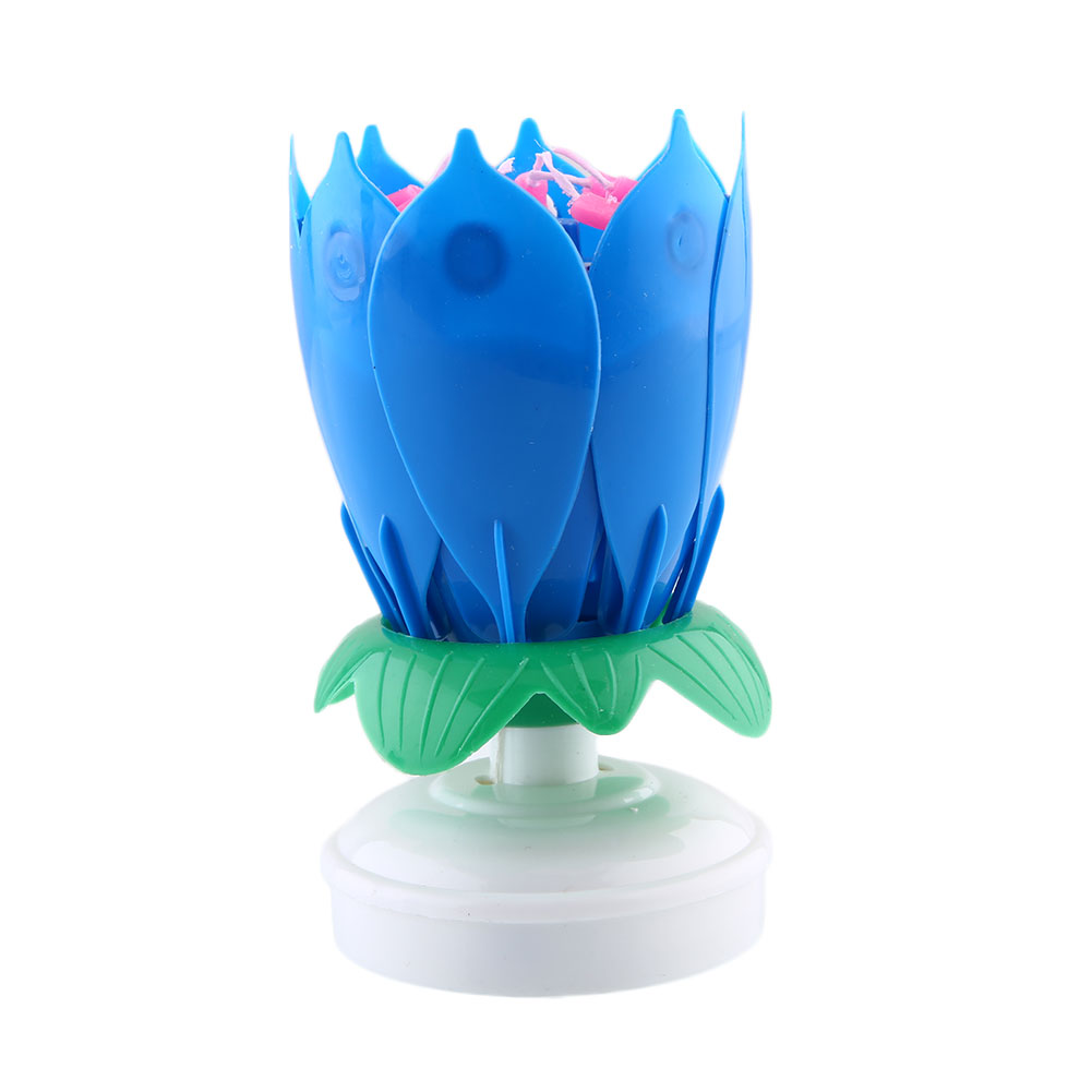 Amazing Musical Lotus Rotating Flower Birthday Party Gift Candle Red