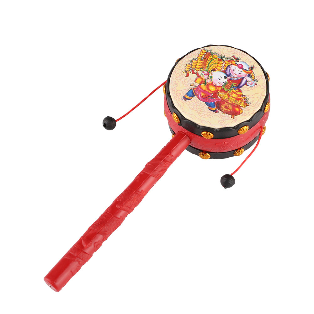 Baby Kids Chinese Traditional Hand Rattle Drum Handbell Child Toys Gift