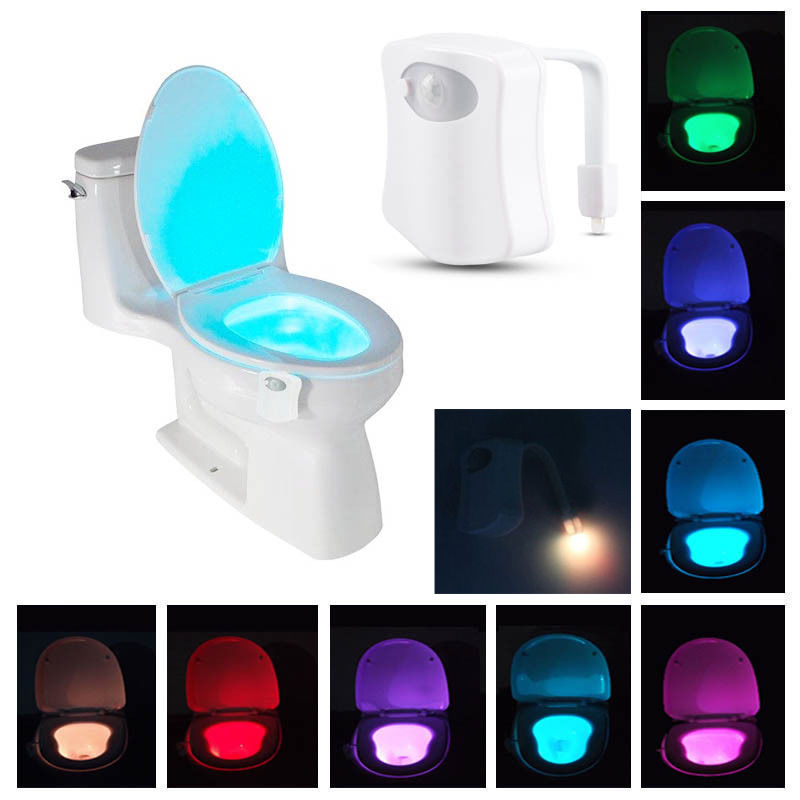 8Color LED Sensor Motion Activated Bathroom Toilet lights Seat Bowl