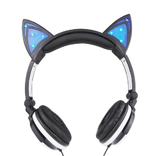 Brookstone Cat Ear Gaming Mic Headphones LED Music Lights Rechargeable