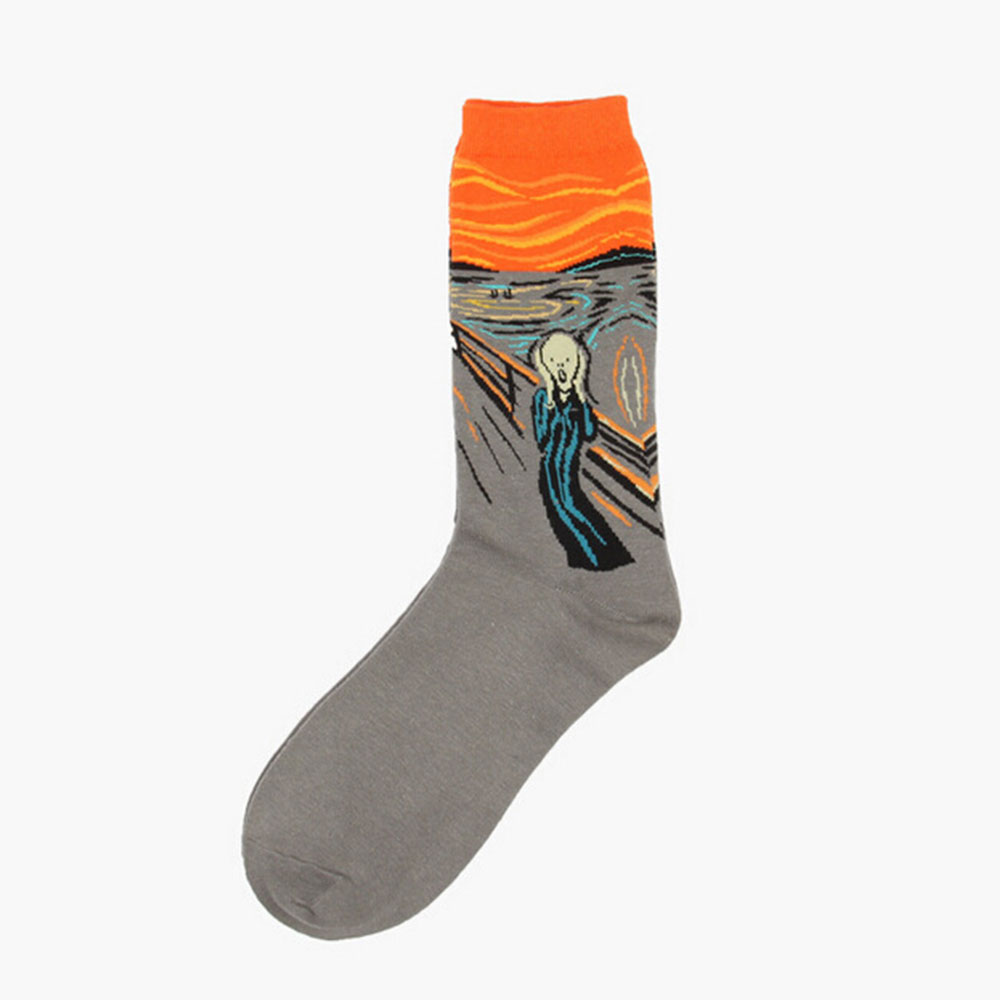 9201 Fashion Retro Vintage Unisex Women Men Art Painting Funny Socks Stocking