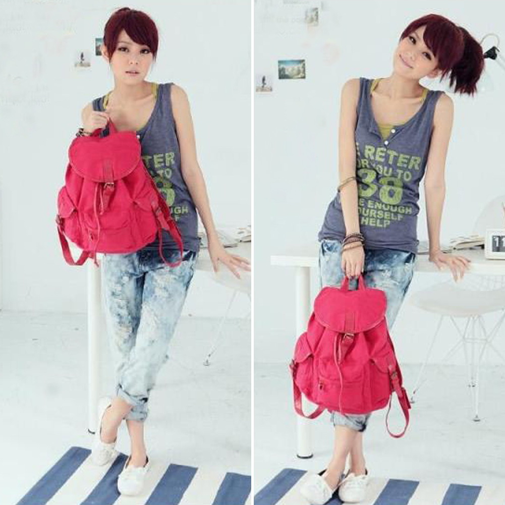 Retro-Cute-Womens-Fashion-Bag-Canvas-Satchel-Backpack-Shoulder-School