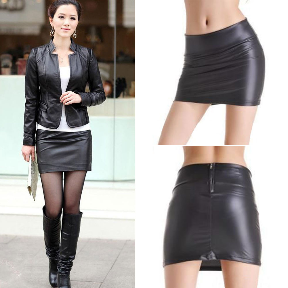 Sexy Women High Quality Imitation Retro Faux Leather Wet Look Skirt Clubwear Ebay 5778