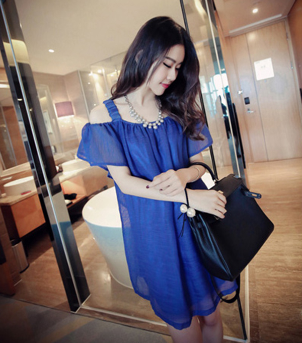 suspender strap suspender dress skirt summerdress white/blue