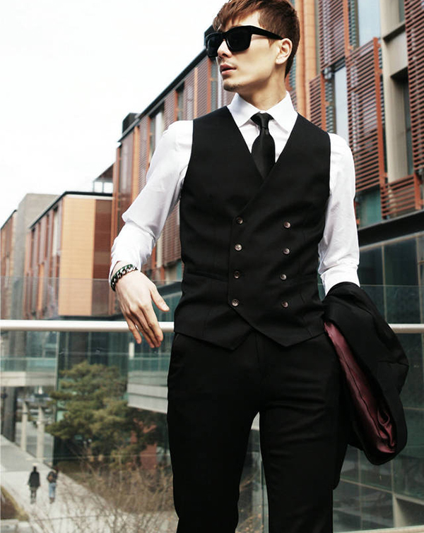 Mens Casual Double breasted Slim Fit Suit Tuxedo Dress Vest Waistcoat ...