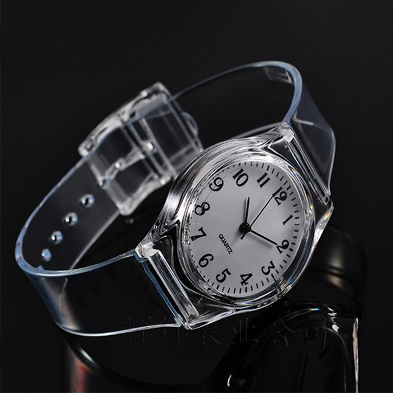 Useful White Men Women Unisex Transparent Plastic PVC Band Wrist Watch ...