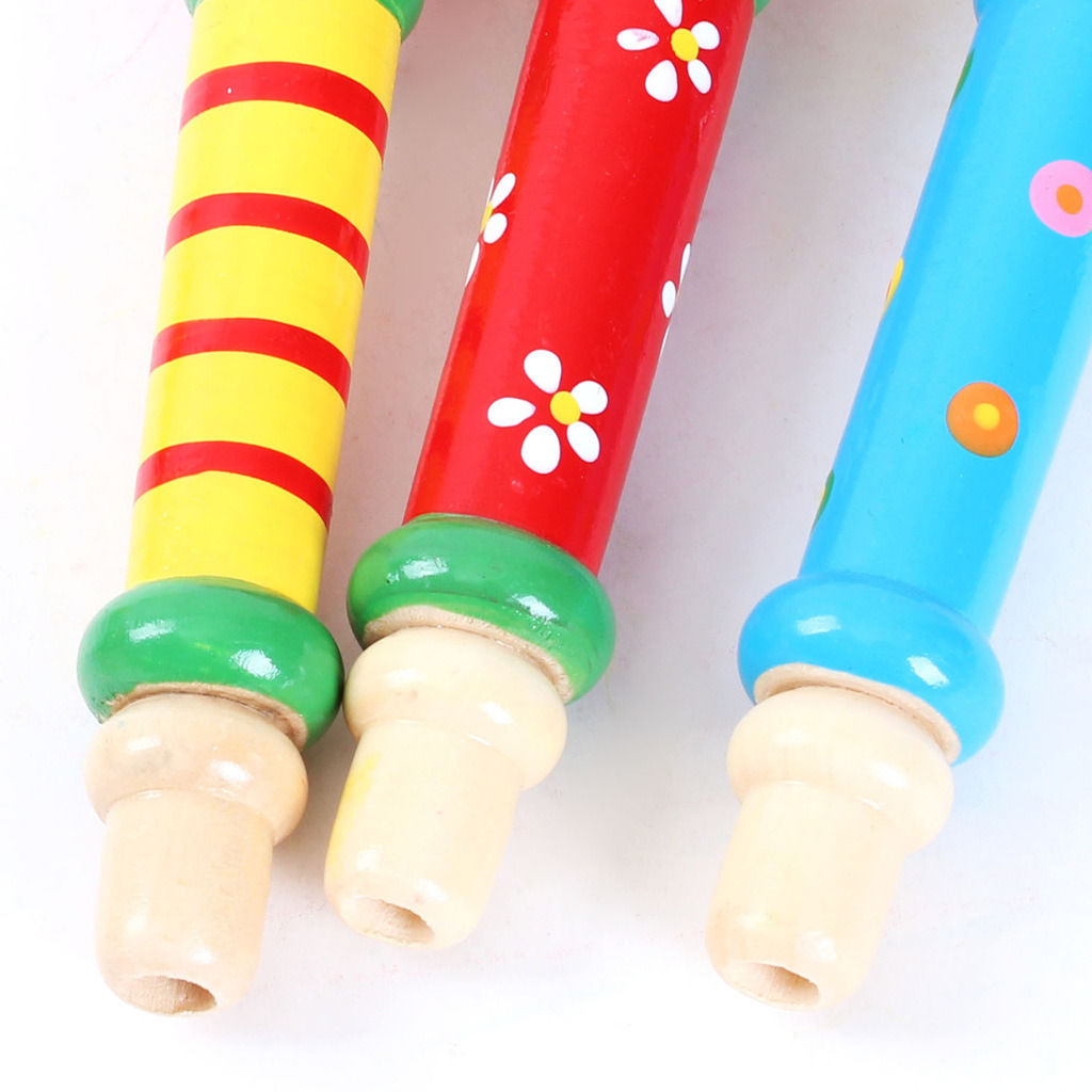 kids baby wooden trumpet hooter bugle colorful toy