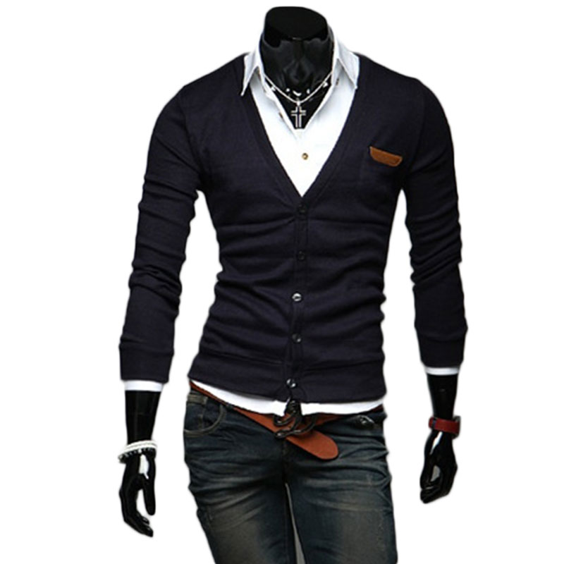 Men Casual Fashion Slid V Neck Warm Knitted Coat Jacket Blazer Outwear ...