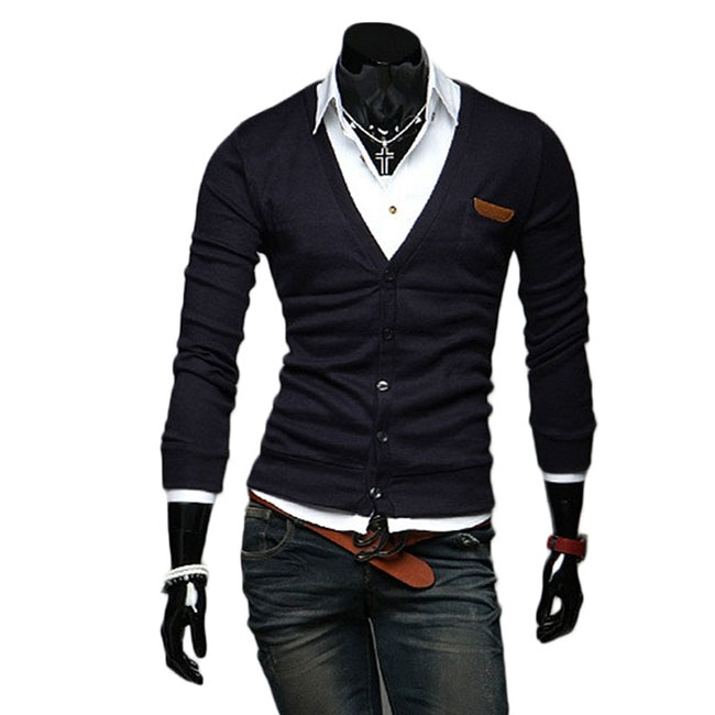 Men Casual Fashion Slid V Neck Warm Knitted Coat Jacket Blazer Outwear ...