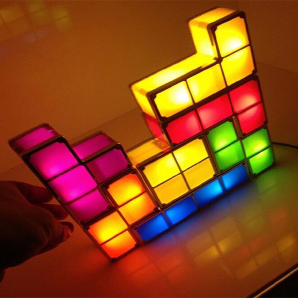 2FB8 Tetris Block ABS Full Contact Night Light LED Light DIY Puzzle ...