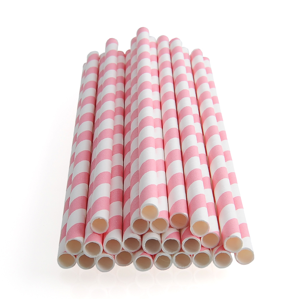 25x Colorful Colored Striped Paper Straws for Wedding Birthday Party Decoration